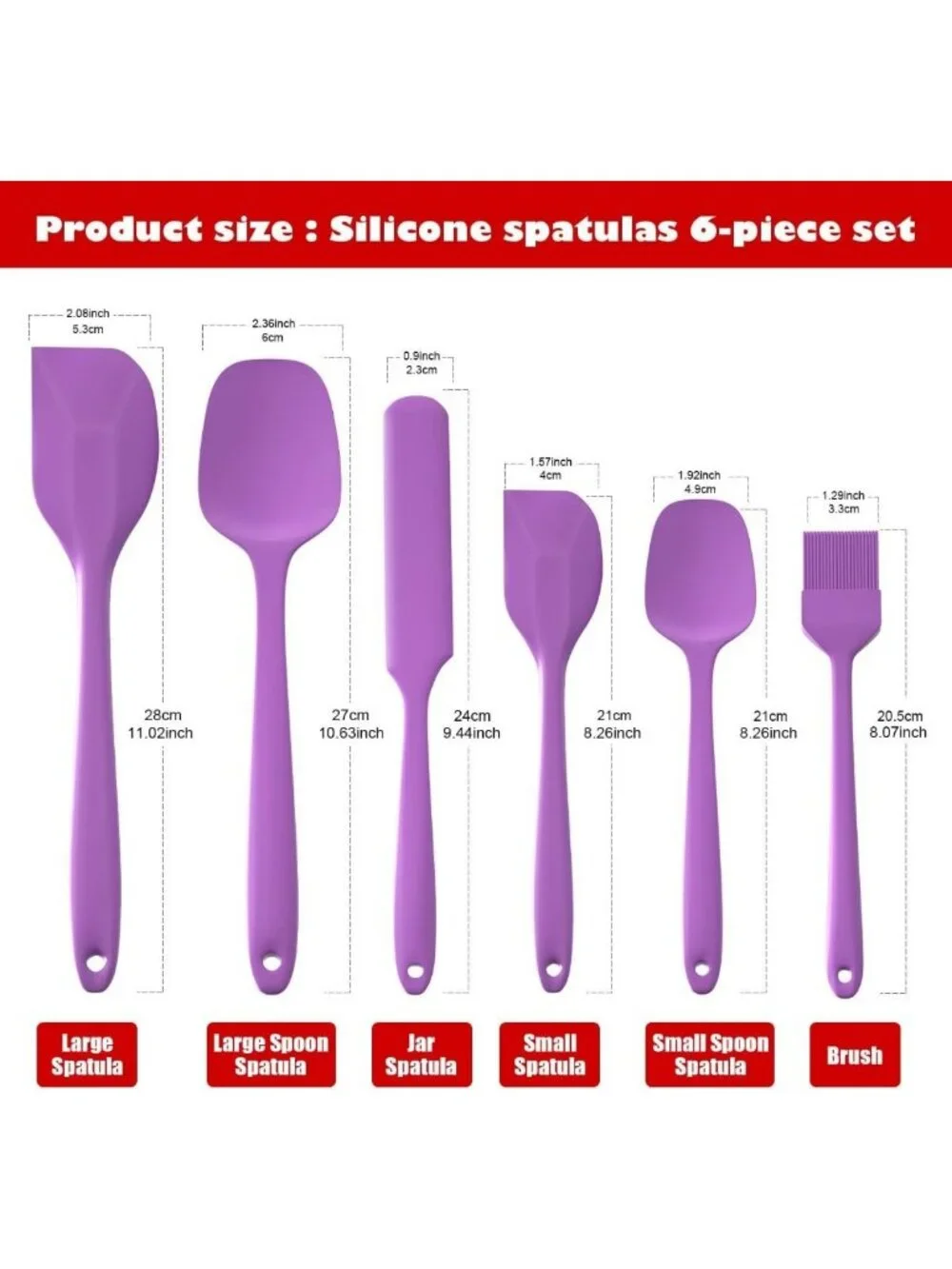 Silicone Spatula Set of 6 - Heat Resistant Kitchen Utensils for Cooking & Baking